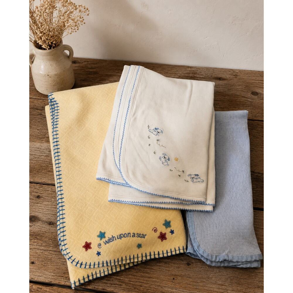 Vintage bundle of 3 baby blankets baby boy bedding receiving blankets